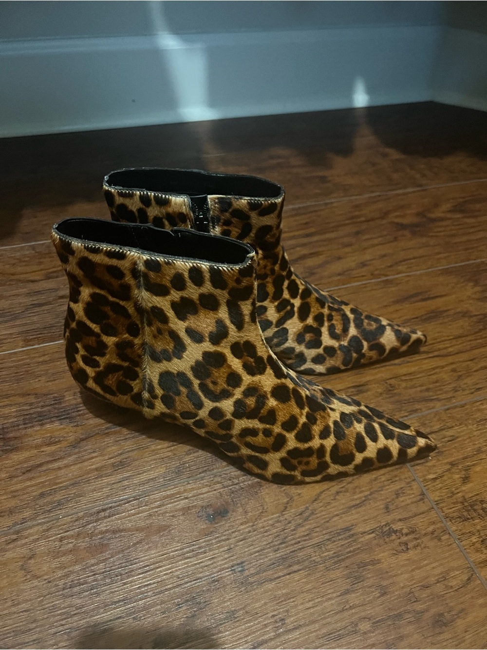 Gianni Bini Leopard Print Calf fur/leather Pointed Toe Ankle Booties - Brown/Bla
